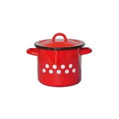 Pöttyös zománcozott fazék+fedő 1.0l import